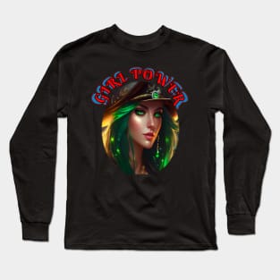 Girl power, Green eyed pirate queen Long Sleeve T-Shirt